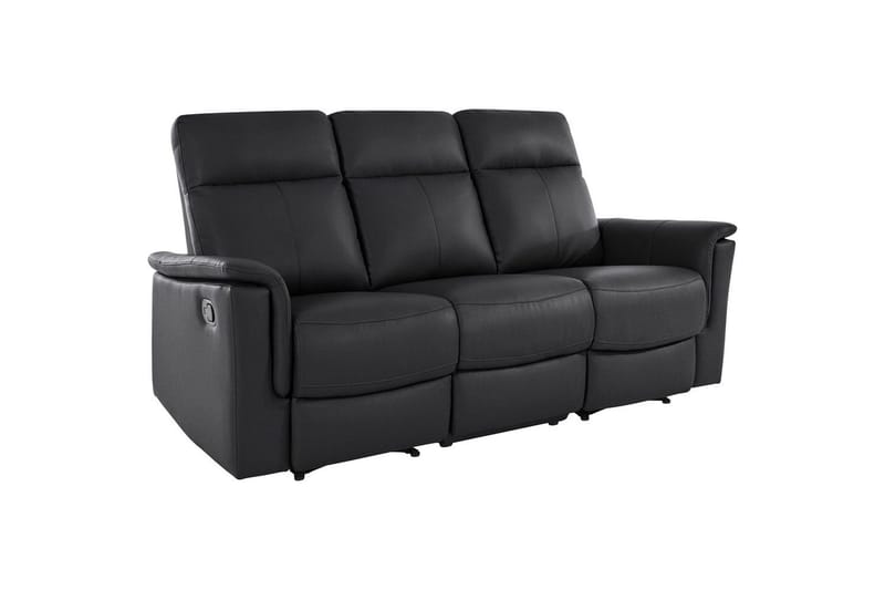 3-sitssoffa Southbrook Svart, Läder/PU/Trä/Metall, Manuell vilstol - Svart, Läder/PU/Trä/Metall, Manuell vilstol - Möbler - Vardagsrum - Soffor - Reclinersoffor & Biosoffor