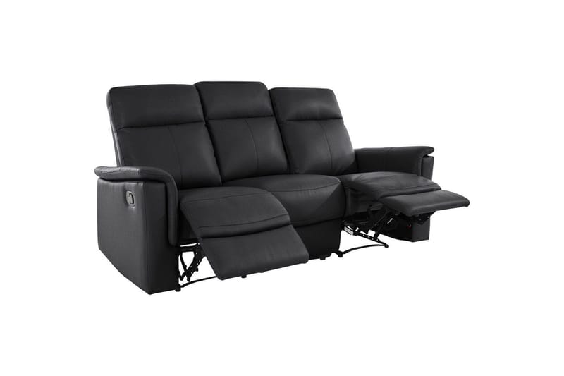 3-sitssoffa Southbrook Svart, Läder/PU/Trä/Metall, Manuell vilstol - Svart, Läder/PU/Trä/Metall, Manuell vilstol - Möbler - Vardagsrum - Soffor - Reclinersoffor & Biosoffor