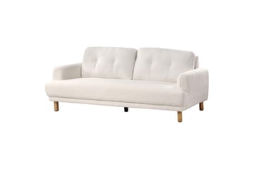 3-sitssoffa Tuve Vit, ljust trä, Bouclé - Vit, ljust trä, Bouclé - Möbler - Vardagsrum - Soffor - 3-sits soffor