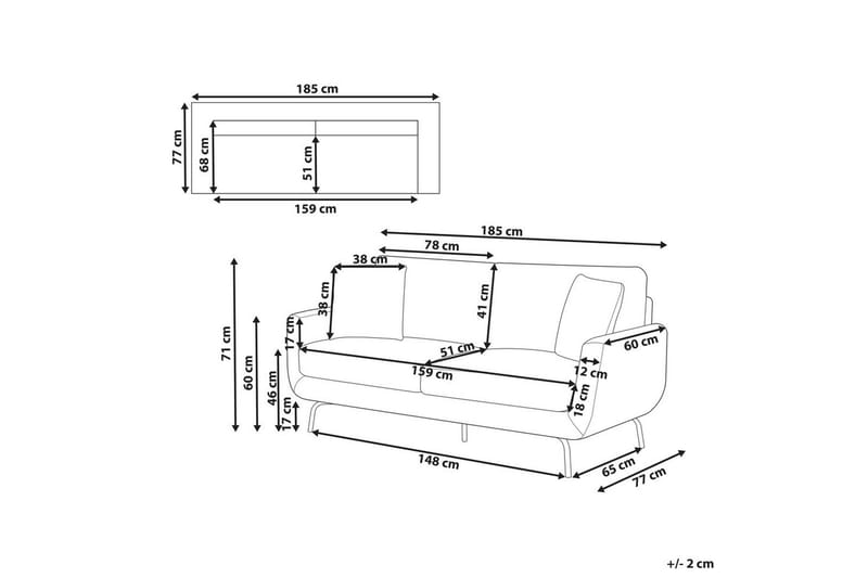3-sitssoffa Vesala Vit, Svart - Vit - Möbler - Vardagsrum - Soffor - 3-sits soffor