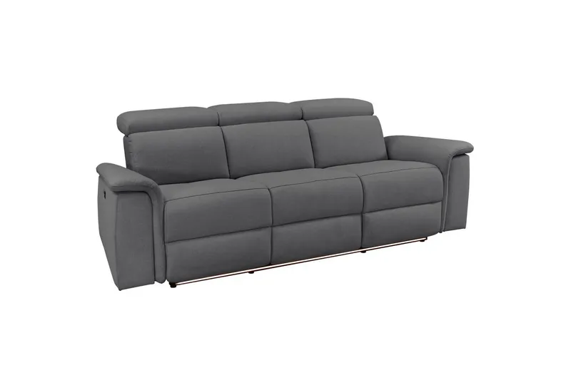 3-sitssoffa Pareli Grå, Sunday tyg, Manuell vilstol, Grå, Sunday tyg, Manuell vilstol