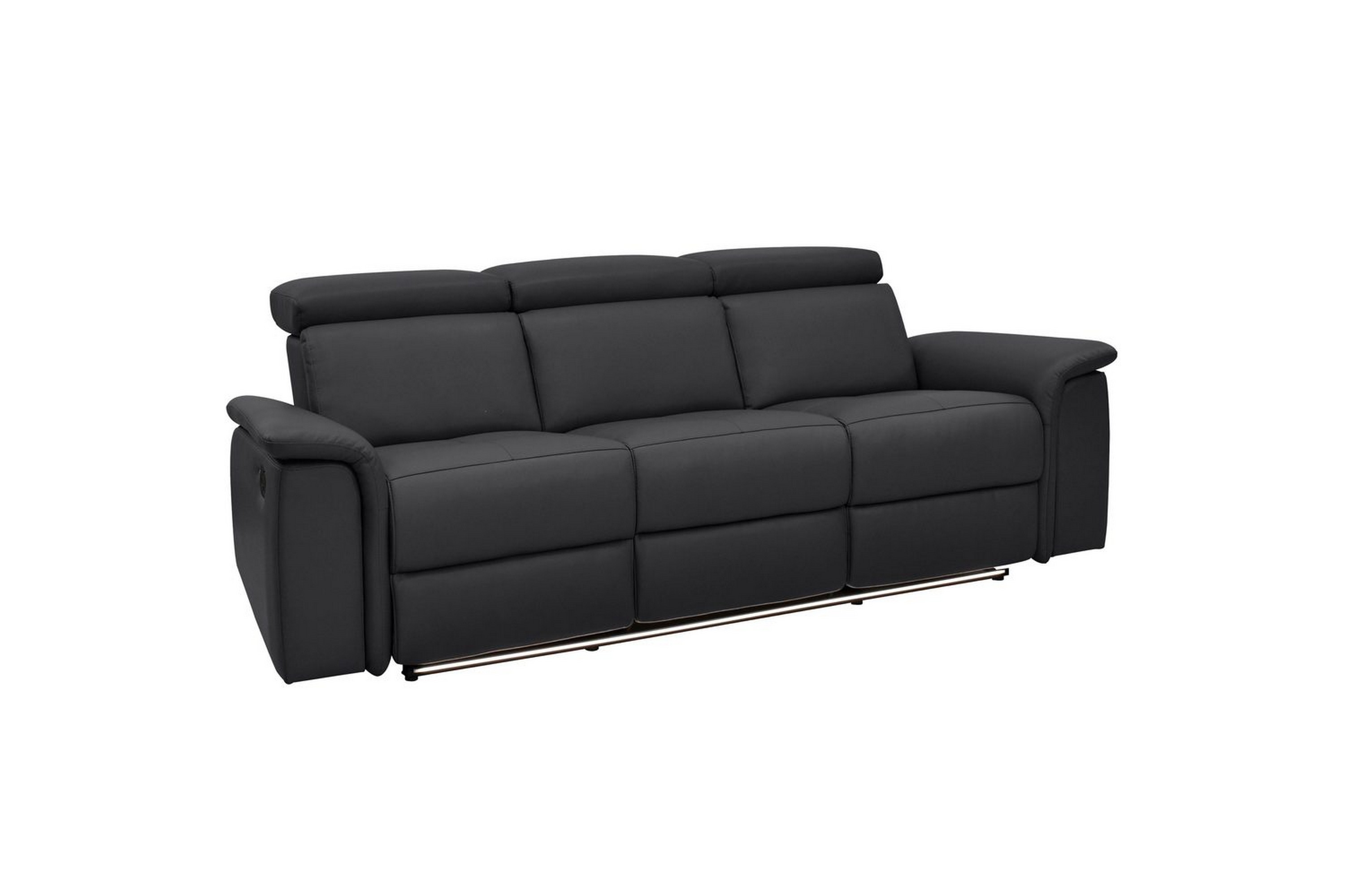 3-sitssoffa pareli svart, läder/pu, manuell vilstol - svart, läder/pu, manuell vilstol