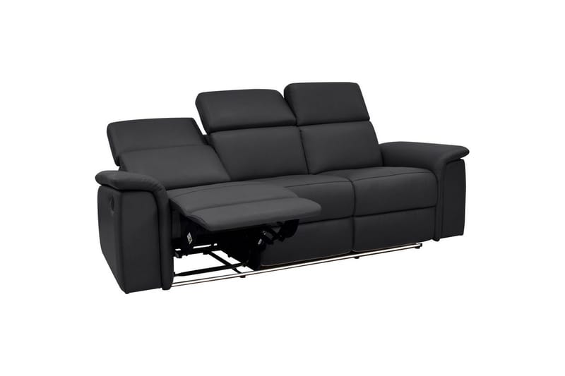 3-sitssoffa Pareli Svart, Läder/PU, Manuell vilstol - Svart, Läder/PU, Manuell vilstol - Möbler - Vardagsrum - Soffor - Reclinersoffor & Biosoffor