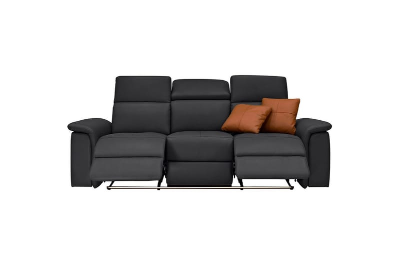 3-sitssoffa Pareli Svart, Läder/PU, Manuell vilstol - Svart, Läder/PU, Manuell vilstol - Möbler - Vardagsrum - Soffor - Reclinersoffor & Biosoffor
