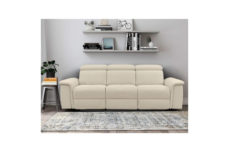 3-sitssoffa Pareli Vit, Sunday tyg, Elektrisk vilstol - Vit, Sunday tyg, Elektrisk vilstol - Möbler - Vardagsrum - Soffor - Reclinersoffor & Biosoffor