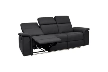 3-sitssoffa Pareli Svart, Läder/PU, Manuell vilstol - Svart, Läder/PU, Manuell vilstol - Möbler - Vardagsrum - Soffor - Reclinersoffor & Biosoffor
