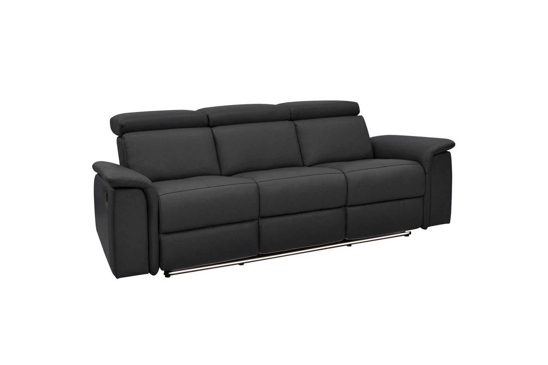 3-sitssoffa pareli svart, läder/pu, manuell vilstol - svart, läder/pu, manuell vilstol