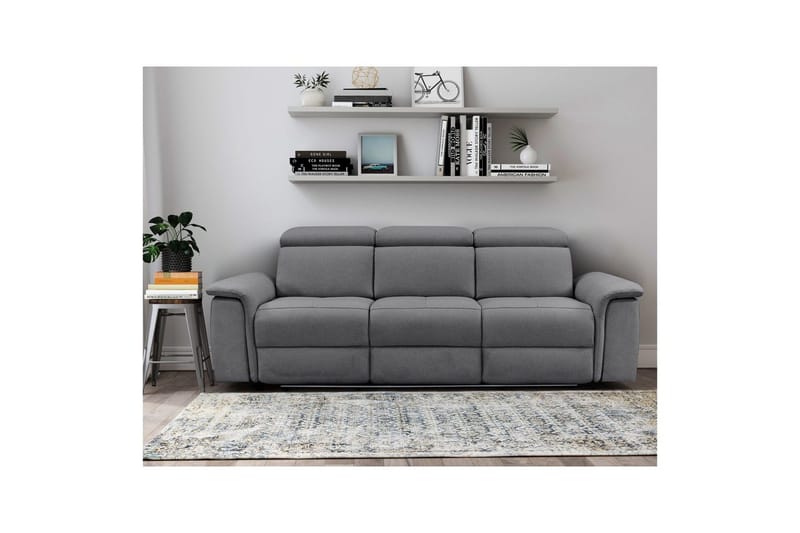 3-sitssoffa Pareli Grå, Sunday tyg, Manuell vilstol - Grå, Sunday tyg, Manuell vilstol - Möbler - Vardagsrum - Soffor - Reclinersoffor & Biosoffor