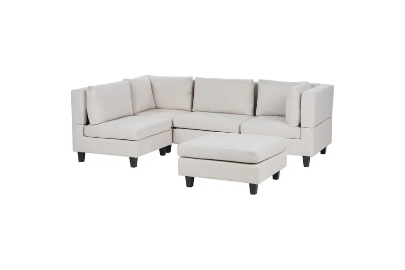 4-sits Hörnsoffa med fotpall Unstad Beige/svart - Beige/svart - Möbler - Vardagsrum - Soffor - Hörnsoffor