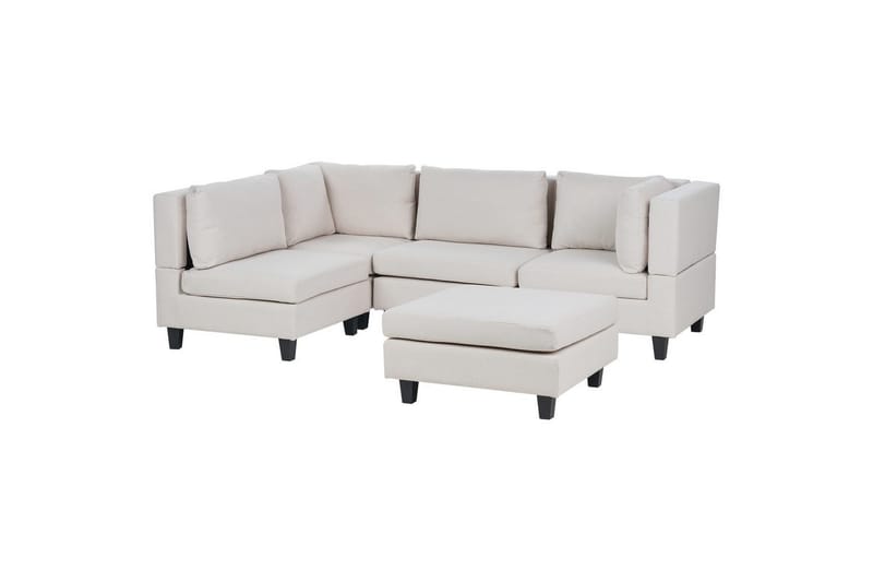 4-sits Hörnsoffa med fotpall Unstad Beige/svart - Beige/svart - Möbler - Vardagsrum - Soffor - Modulsoffor - Komplett modulsoffa
