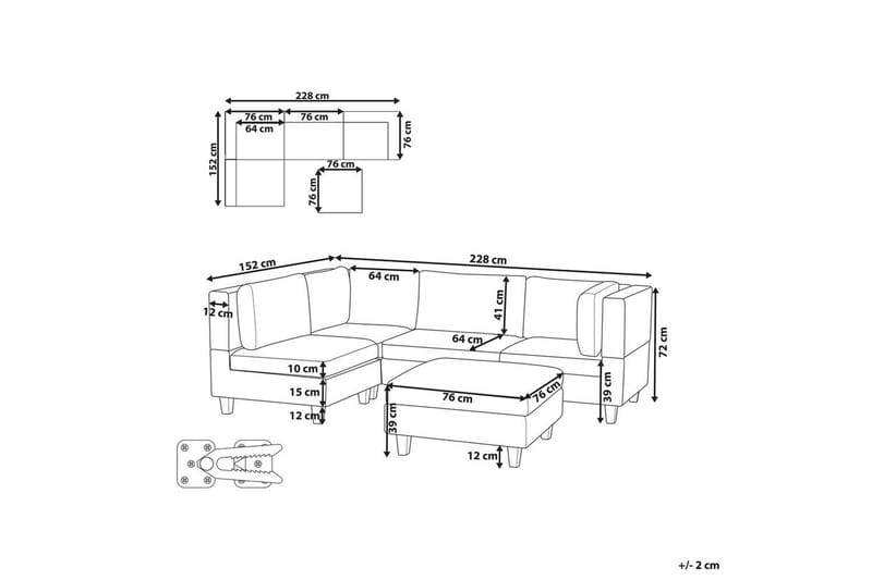 4-sits Hörnsoffa med fotpall Unstad Beige/svart - Beige/svart - Möbler - Vardagsrum - Soffor - Modulsoffor - Komplett modulsoffa