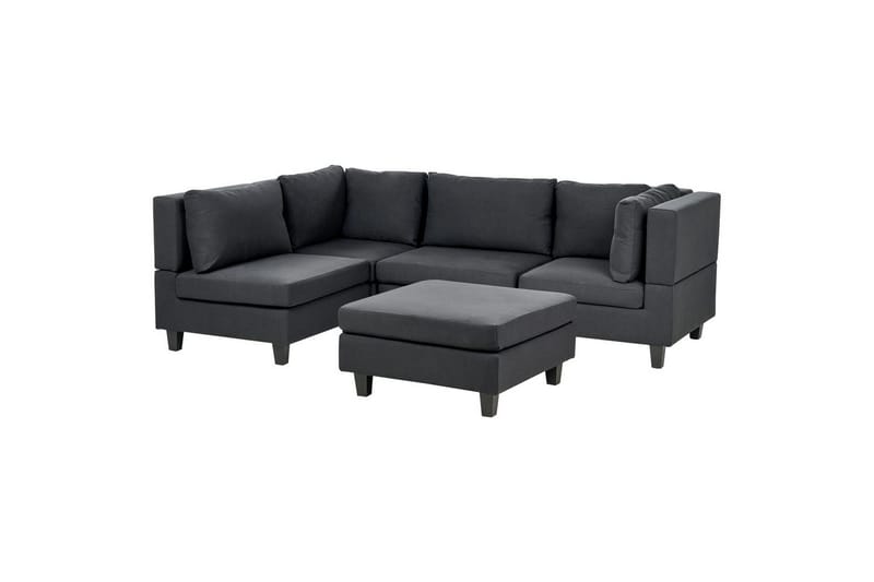 4-sits Hörnsoffa med fotpall Unstad Svart - Svart - Möbler - Vardagsrum - Soffor - Modulsoffor - Komplett modulsoffa