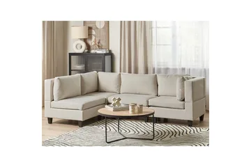 4-sits Hörnsoffa Unstad Beige/svart, Högervänd, Polyester - Beige/svart, Högervänd, Polyester - Möbler - Vardagsrum - Soffor - Modulsoffor - Komplett modulsoffa