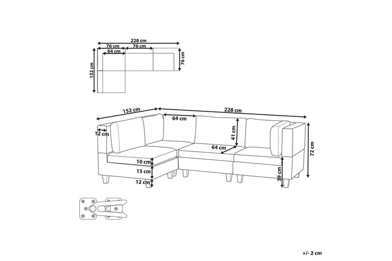 4-sits Hörnsoffa Unstad Svart, Högervänd, Polyester - Svart, Högervänd, Polyester - Möbler - Vardagsrum - Soffor - Hörnsoffor