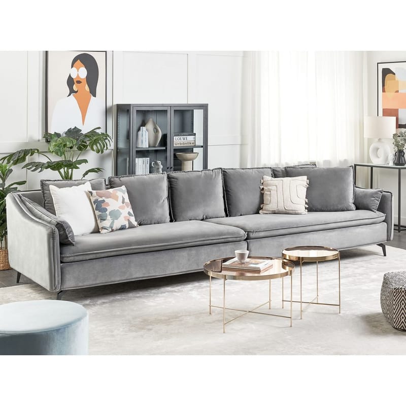 4-sits soffa Aure - Ljusgrå - Möbler - Vardagsrum - Soffor - Sammetssoffor