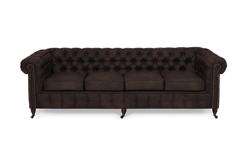 CHESTERFIELD LUX 4-sits Soffa Mörkbrun - Skinnsoffor - 4-sits soffor - chesterfield soffor