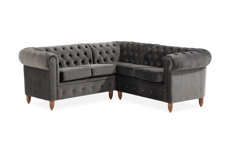 CHESTERFIELD LUX Hörnsoffa Grå - 4-sits soffor - chesterfield soffor