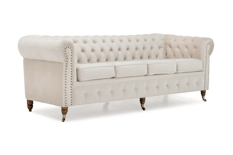 CHESTERFIELD LUX Sammetssoffa 4-sits Beige - Sammetssoffor - 4-sits soffor - chesterfield soffor