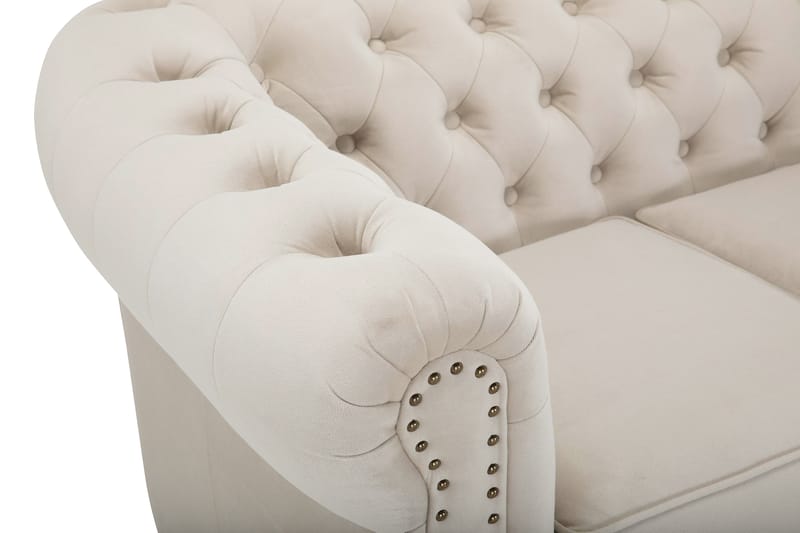 CHESTERFIELD LUX Sammetssoffa 4-sits Beige - Sammetssoffor - 4-sits soffor - chesterfield soffor