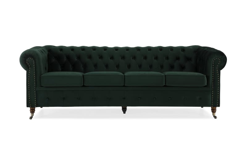 CHESTERFIELD LUX Sammetssoffa 4-sits Mörkgrön - Sammetssoffor - 4-sits soffor - chesterfield soffor