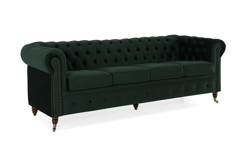 CHESTERFIELD LUX Sammetssoffa 4-sits Mörkgrön - Sammetssoffor - 4-sits soffor - chesterfield soffor