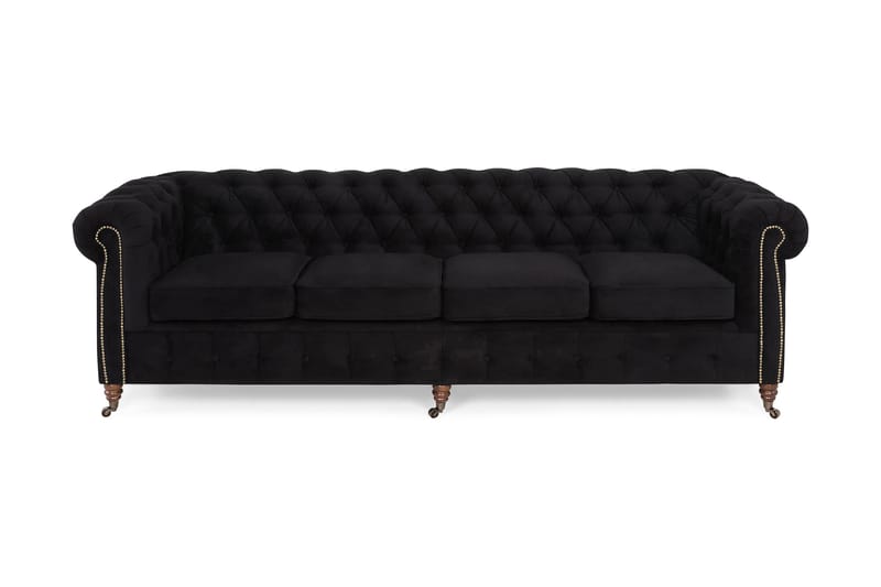 CHESTERFIELD LUX Sammetssoffa 4-sits Svart - Sammetssoffor - 4-sits soffor - chesterfield soffor