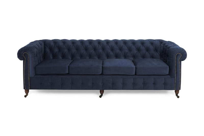 CHESTERFIELD LUX Sammetssoffa 4-sits Petrolblå - Sammetssoffor - 4-sits soffor - chesterfield soffor