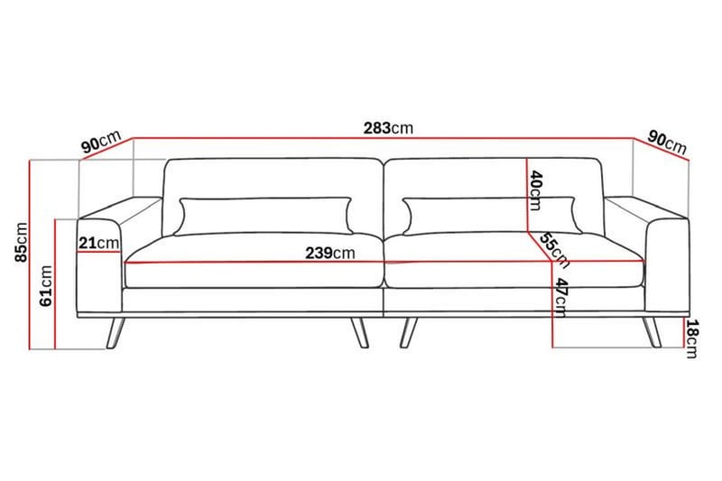 Copenhagen 4-sits Manchestersoffa - Rosa - Möbler - Vardagsrum - Soffor - 4-sits soffor