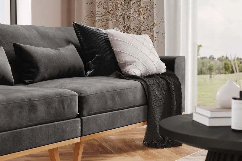 Copenhagen 4-sits Sammetssoffa - Mörkgrå - Möbler - Vardagsrum - Soffor - 4-sits soffor