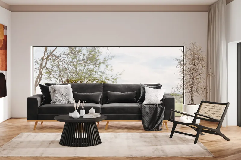 Copenhagen 4-sits Sammetssoffa - Mörkgrå - Möbler - Vardagsrum - Soffor - 4-sits soffor