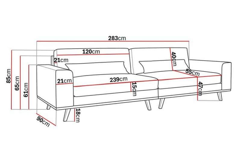 Copenhagen 4-sits Soffa i Konstläder - Brun - Möbler - Vardagsrum - Soffor - 4-sits soffor