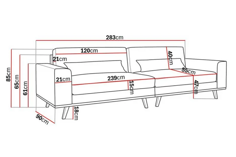 Copenhagen 4-sits Soffa i Konstläder - Brun - Möbler - Vardagsrum - Soffor - 4-sits soffor