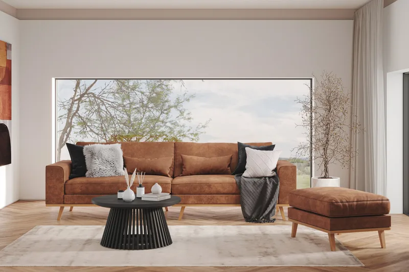 Copenhagen 4-sits Soffa i Konstläder - Brun - Möbler - Vardagsrum - Soffor - 4-sits soffor