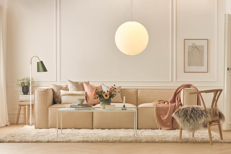 Cubo 4-sits Djup Modulsoffa i Manchester - Beige - Möbler - Vardagsrum - Soffor - 4-sits soffor
