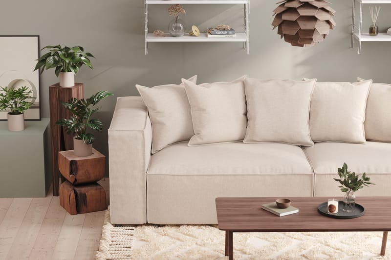 Cubo 4-sits Djup Modulsoffa i Manchester - Beige - Möbler - Vardagsrum - Soffor - 4-sits soffor