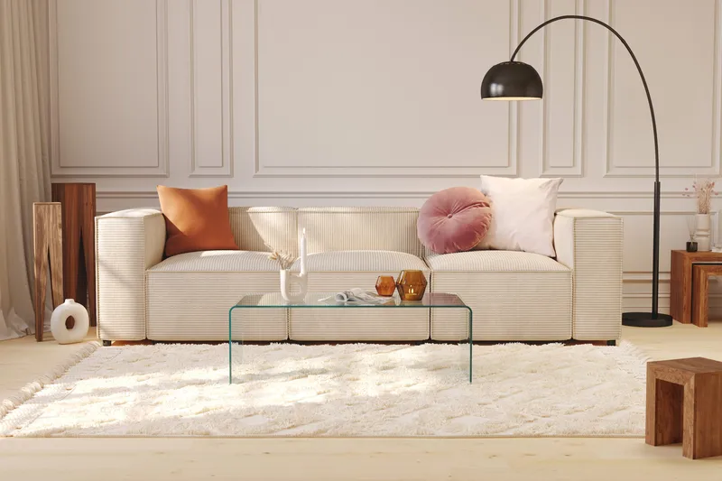 Cubo 4-sits Djup Modulsoffa i Manchester - Beige - Möbler - Vardagsrum - Soffor - 4-sits soffor