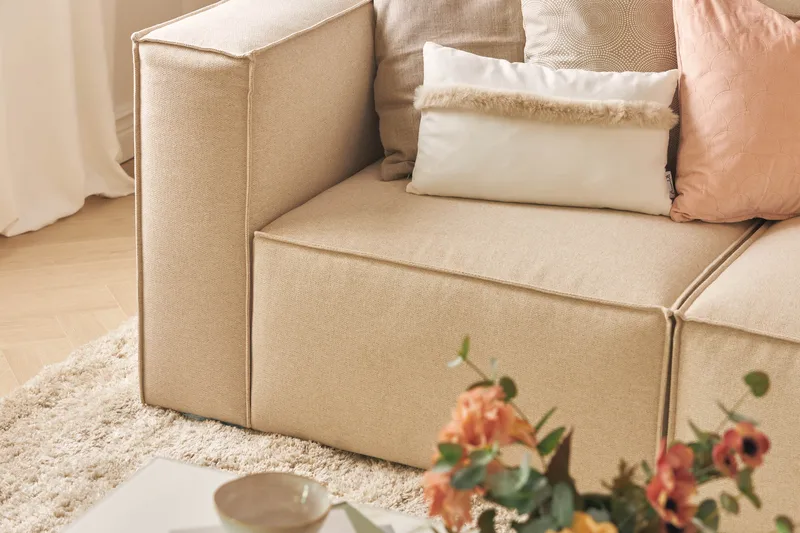 Cubo 4-sits Djup Modulsoffa i Tyg - Beige - Möbler - Vardagsrum - Soffor - 4-sits soffor