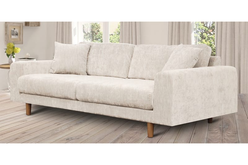 ENTINS 4-sits Sammetssoffa Beige/Ek - Möbler - Vardagsrum - Soffor - 4-sits soffor