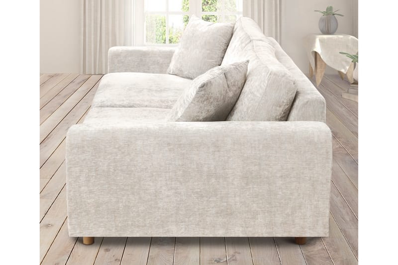 ENTINS 4-sits Sammetssoffa Beige/Ek - Möbler - Vardagsrum - Soffor - 4-sits soffor