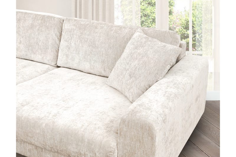 ENTINS 4-sits Sammetssoffa Beige/Ek - Möbler - Vardagsrum - Soffor - 4-sits soffor
