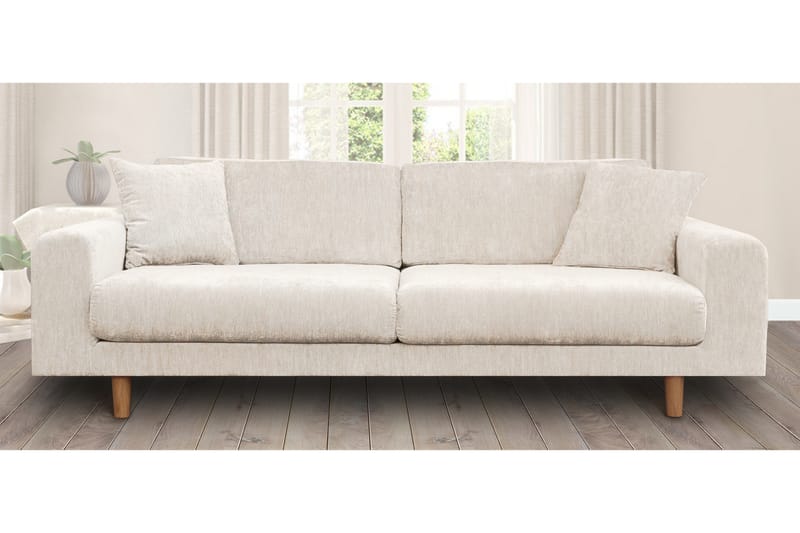 ENTINS 4-sits Sammetssoffa Beige/Ek - Möbler - Vardagsrum - Soffor - 4-sits soffor