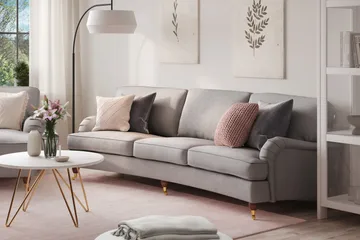 Howard Lyx 4-sits Svängd Tygsoffa - Ljusgrå - Möbler - Vardagsrum - Soffor - 4-sits soffor
