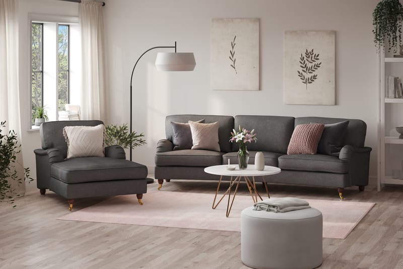 Howard Lyx 4-sits Svängd Tygsoffa - Mörkgrå - Möbler - Vardagsrum - Soffor - 4-sits soffor