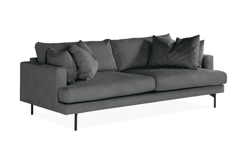 Menard 3-sits Djup Manchestersoffa - Grå - Möbler - Vardagsrum - Soffor - 3-sits soffor