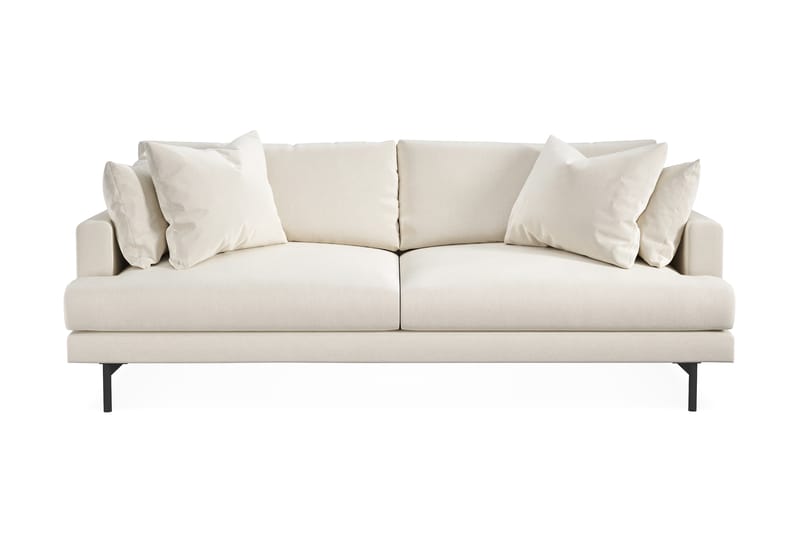 Menard 3-sits Djup Sammetssoffa 225 cm bred - Krämvit - Möbler - Vardagsrum - Soffor - Sammetssoffor