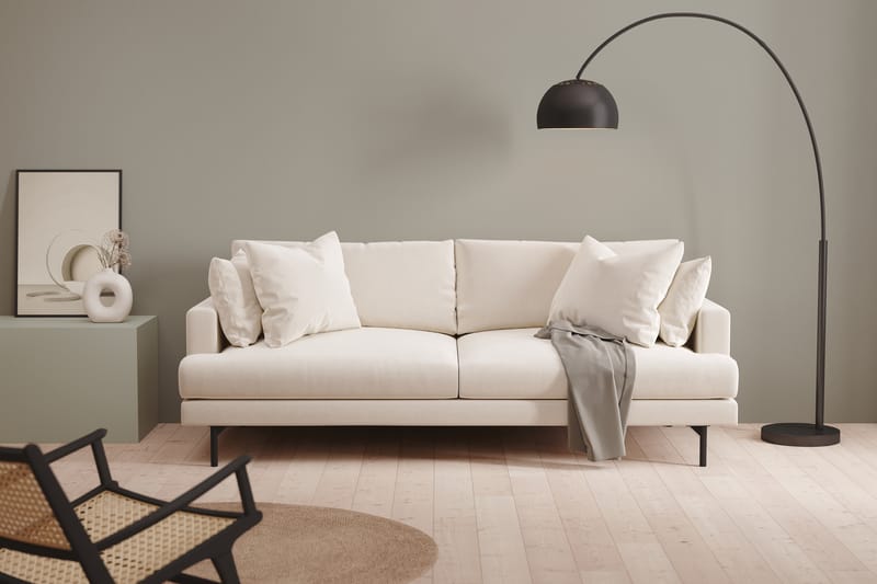 Menard 3-sits Djup Sammetssoffa 225 cm bred - Krämvit - Möbler - Vardagsrum - Soffor - Sammetssoffor