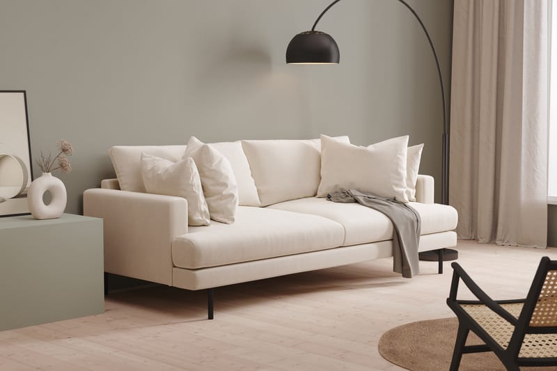 Menard 3-sits Djup Sammetssoffa 225 cm bred - Krämvit - Möbler - Vardagsrum - Soffor - Sammetssoffor