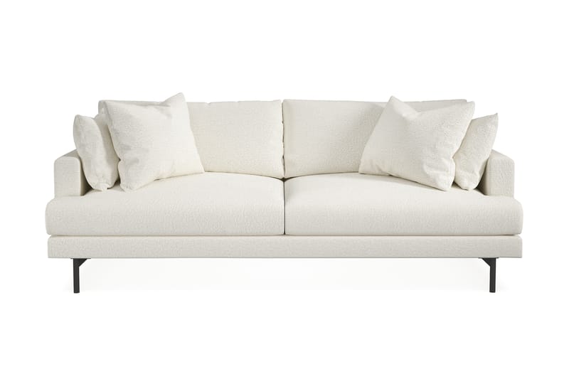 Menard 3-sits Djup Soffa i Bouclé 225 cm bred - Vit - Möbler - Vardagsrum - Soffor - 3-sits soffor