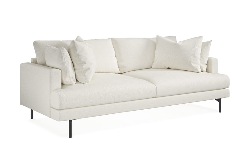 Menard 3-sits Djup Soffa i Bouclé 225 cm bred - Vit - Möbler - Vardagsrum - Soffor - 3-sits soffor