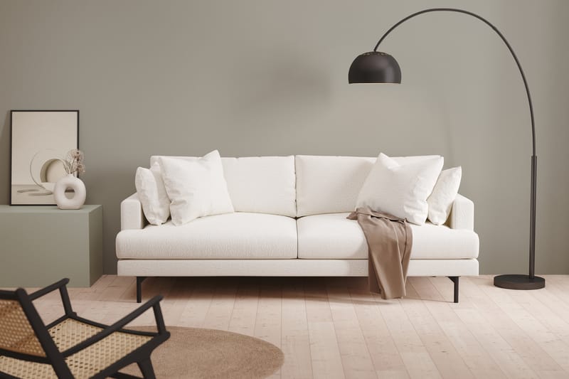 Menard 3-sits Djup Soffa i Bouclé 225 cm bred - Vit - Möbler - Vardagsrum - Soffor - 3-sits soffor